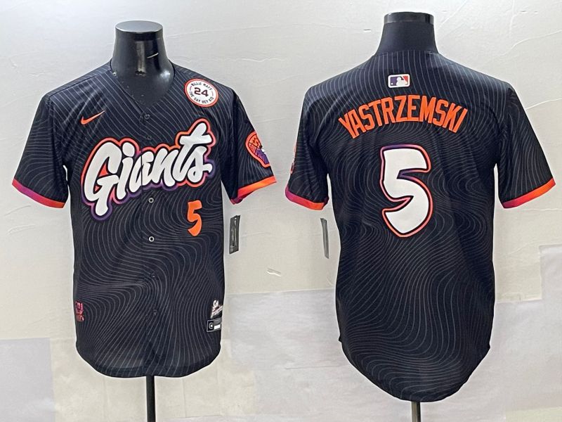 Men San Francisco Giants 5 Yastrzemski Black Joint Name 2025 Nike MLB Jersey style 37